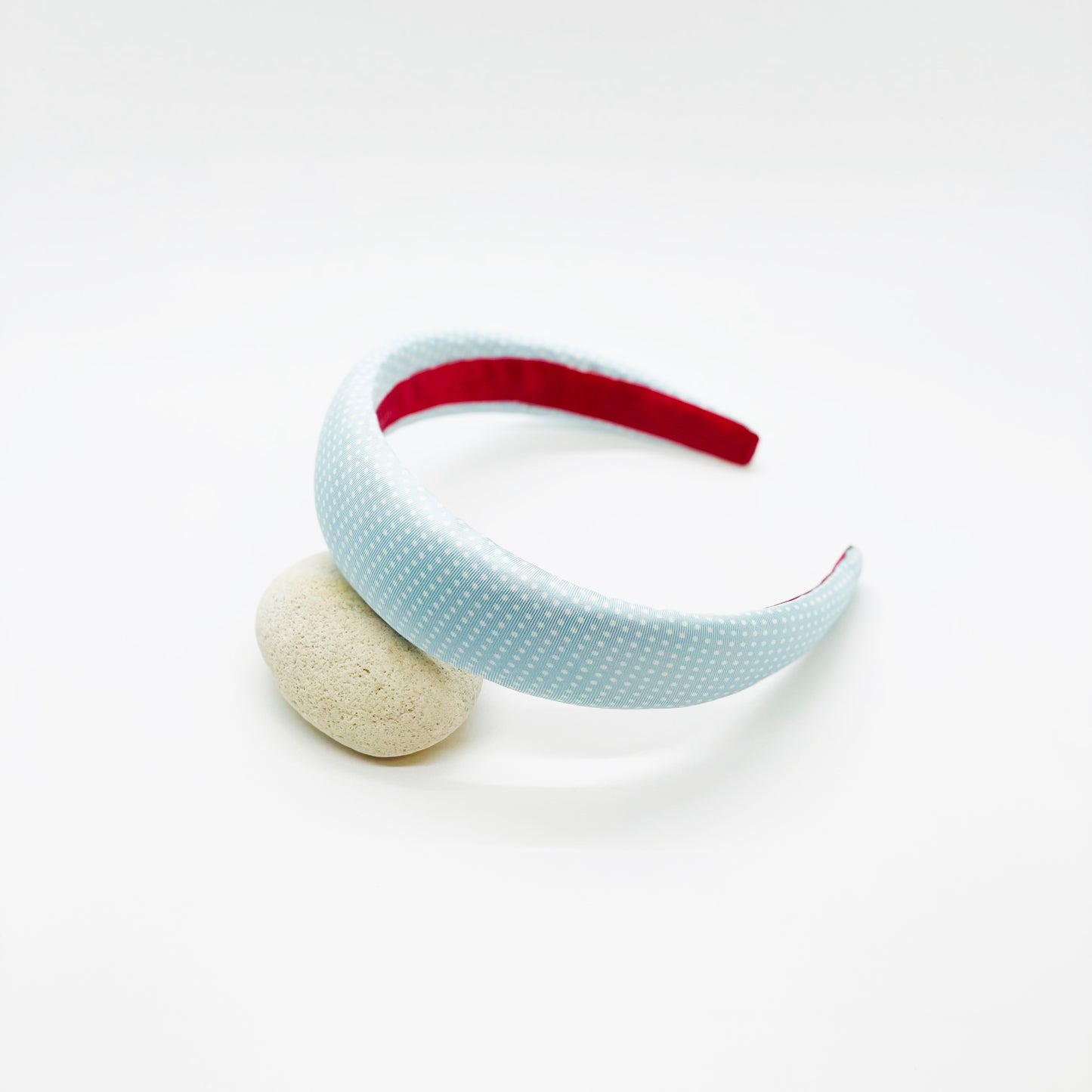 Light Blue White Dot Print Silk Headband