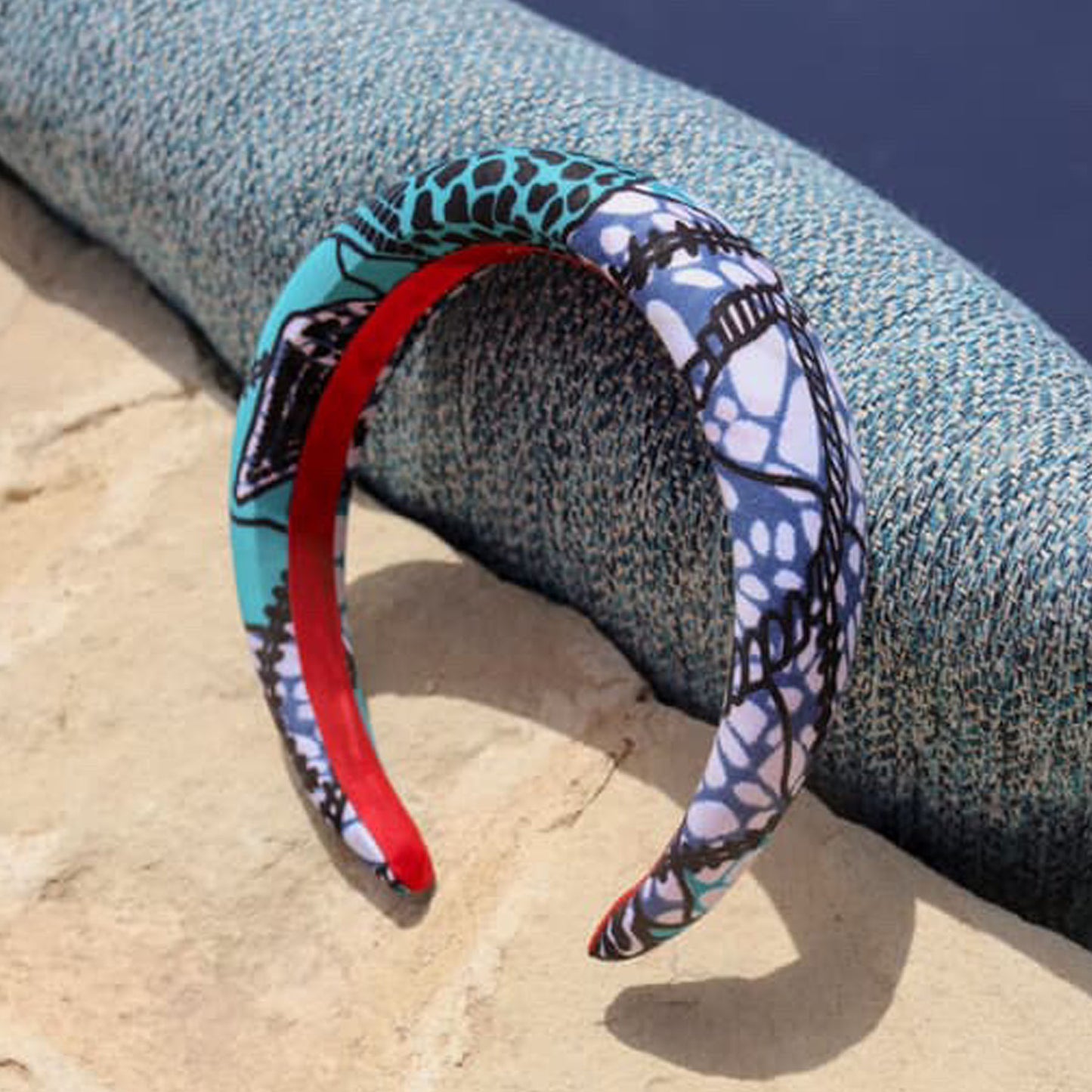 Turquoise African Print Headband