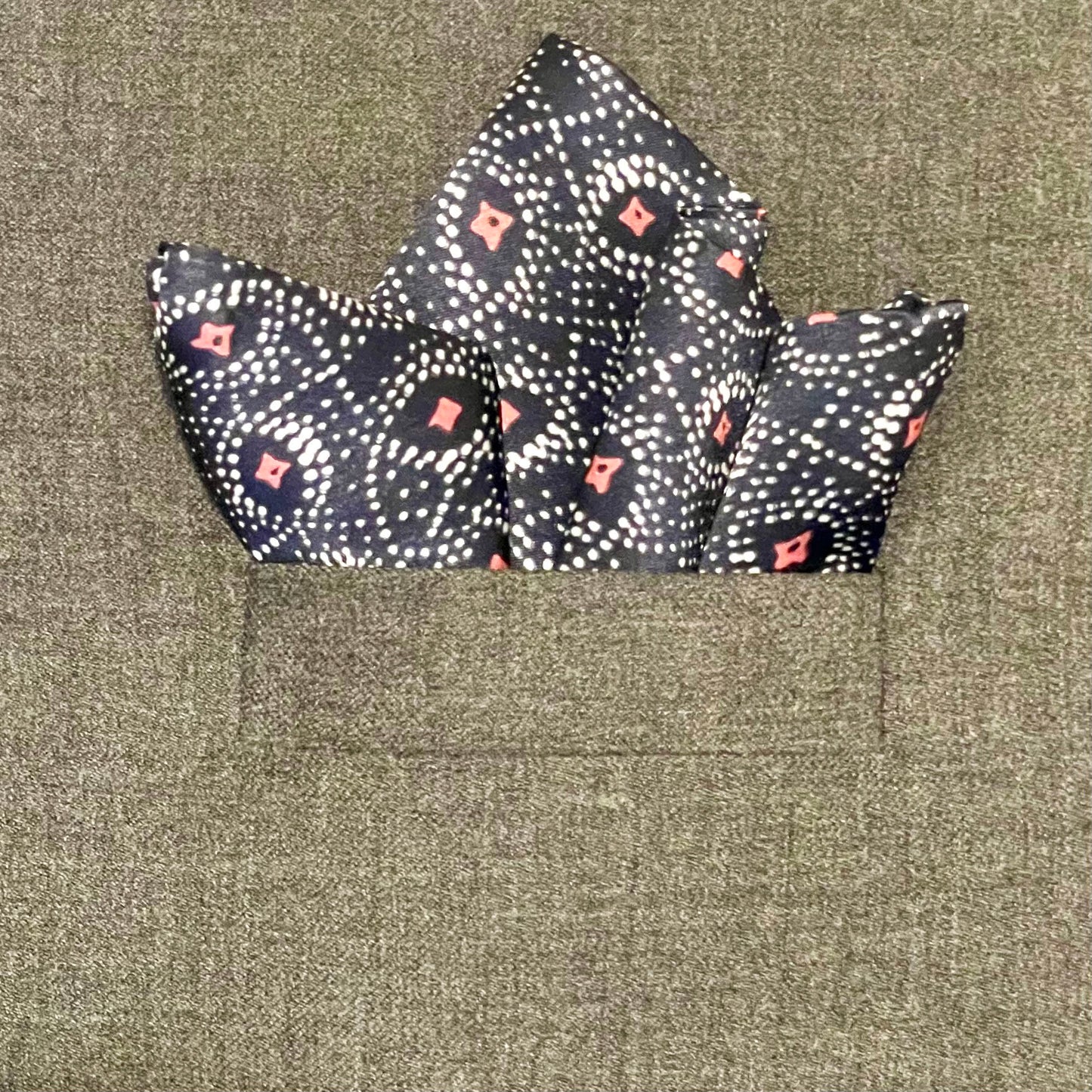 Navy DitDot Silk Square
