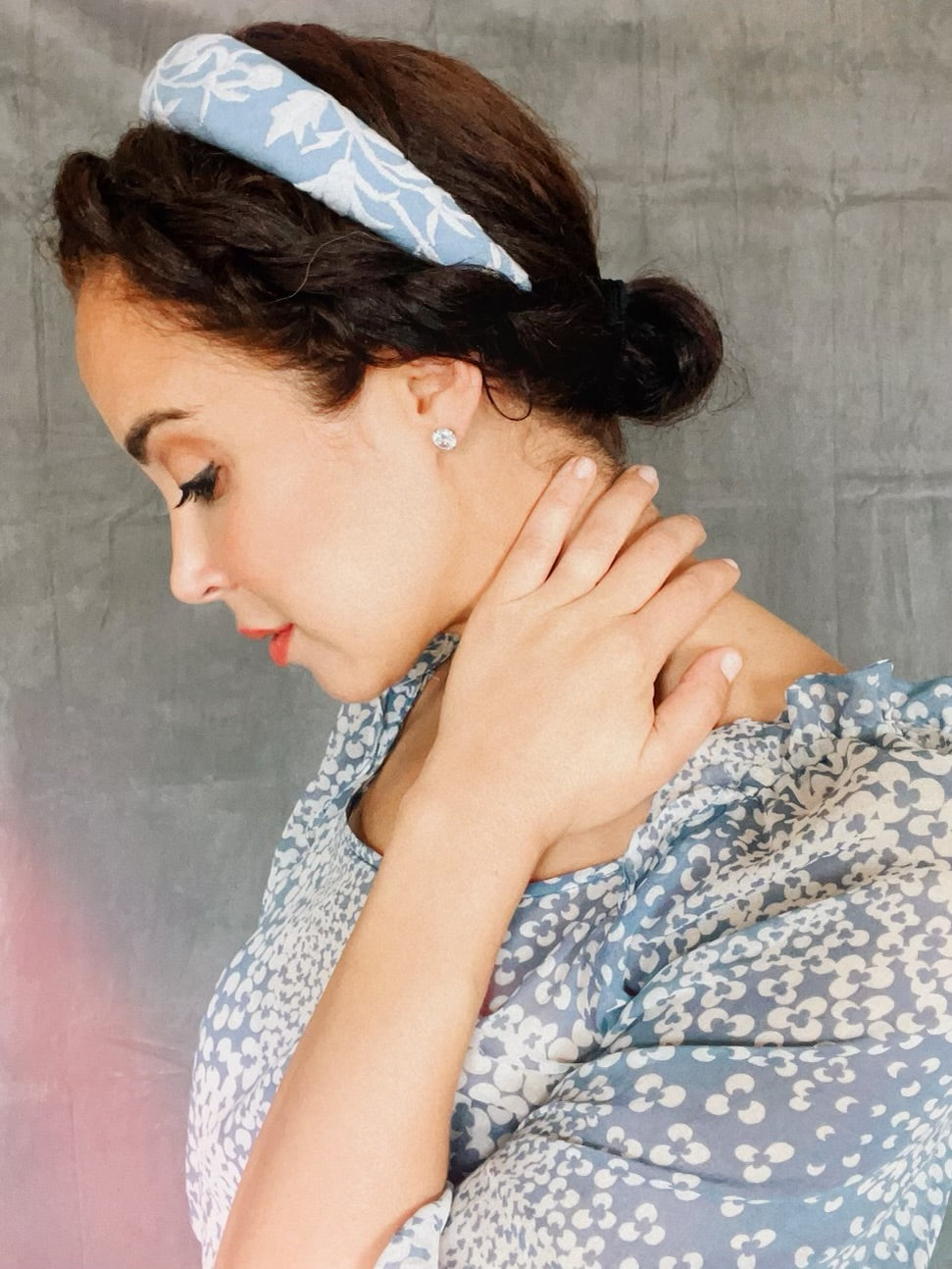 Embroidered Chambray Headband