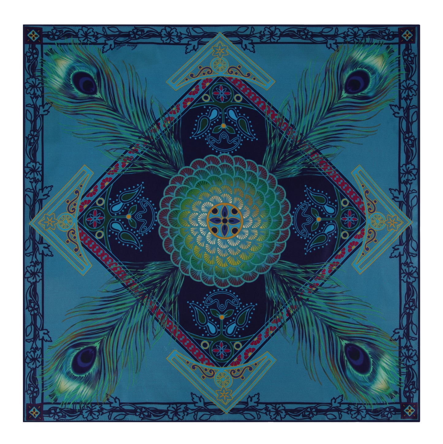 Teal Peacock Scarf
