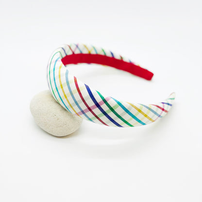 Rainbow Plaid Silk Headband