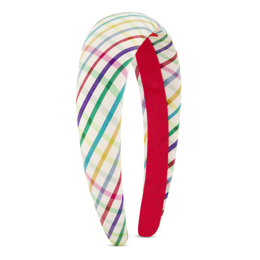 Rainbow Plaid Silk Headband