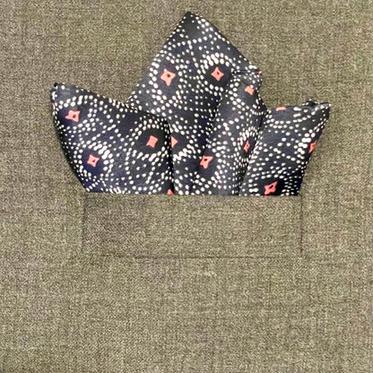 Navy DitDot Silk Square