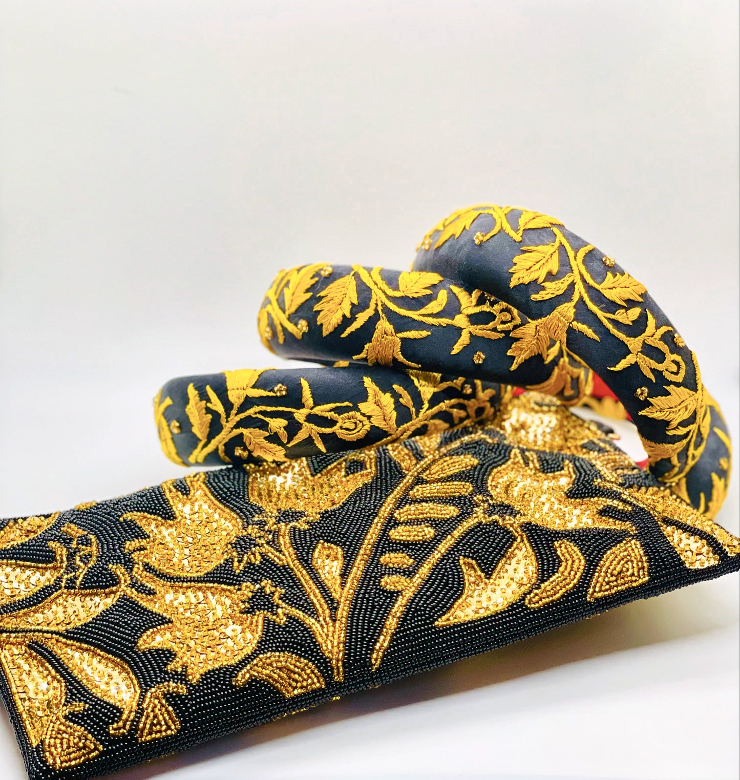 Gilded Embroidered Silk Headband