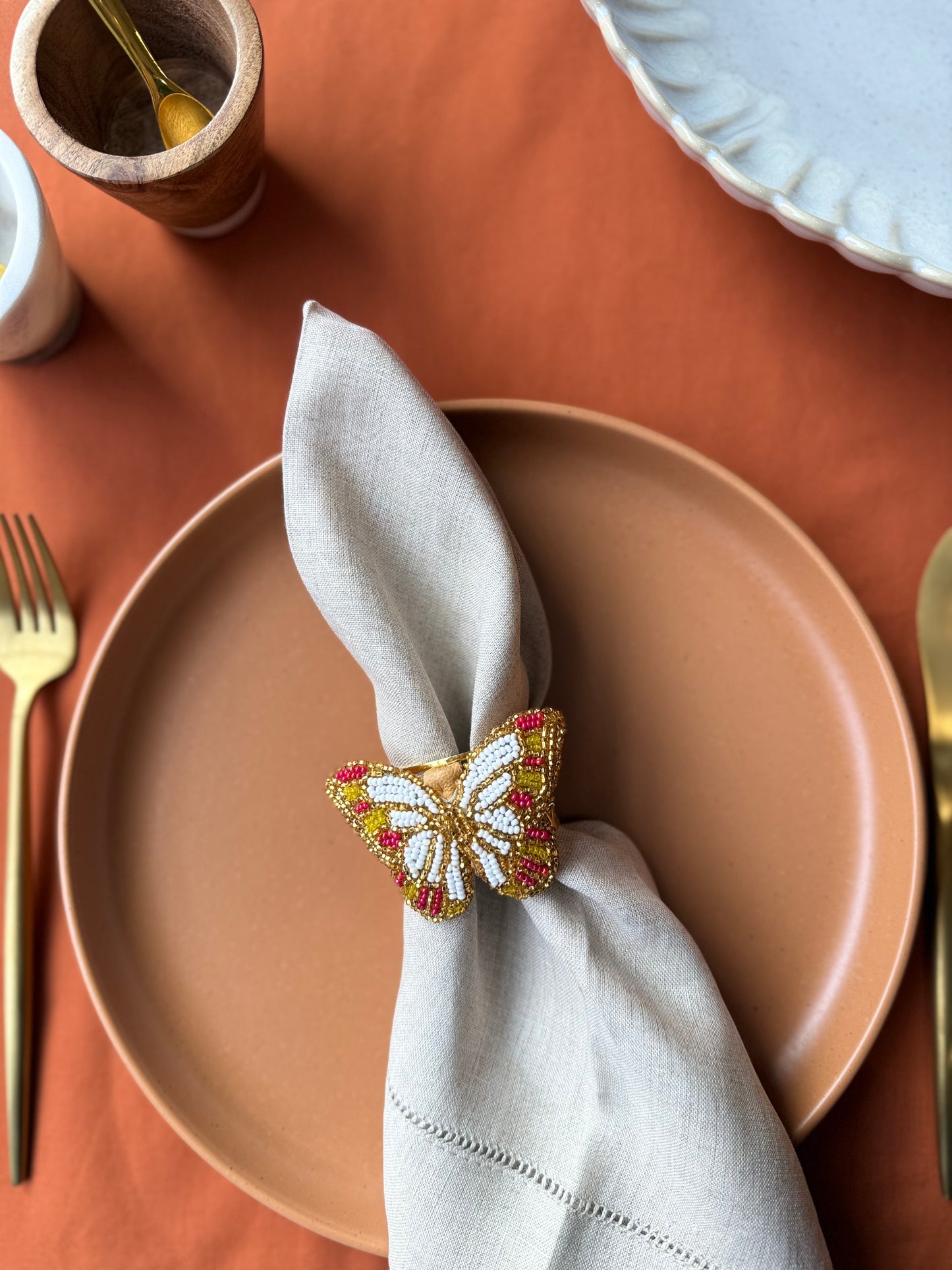 Beaded Butterfly Napkin Rings (Set of 6)