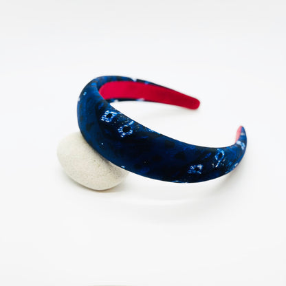 Navy Batik Print Silk Headband