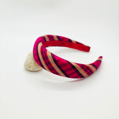 Fuchsia Madras Plaid Silk Headband