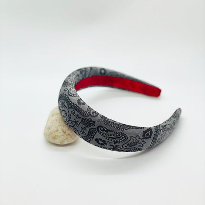 Silver Silk Jacquard Headband