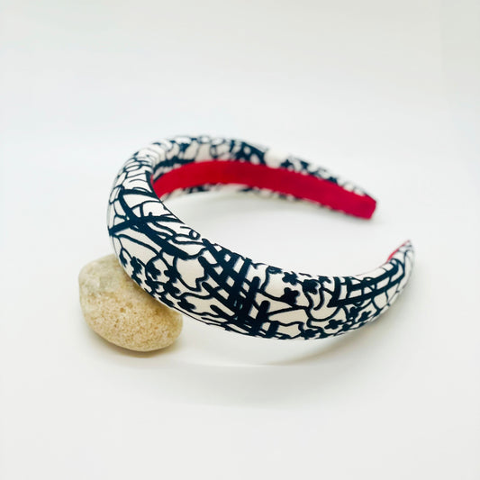 White Black Crosscheck African Print Headband