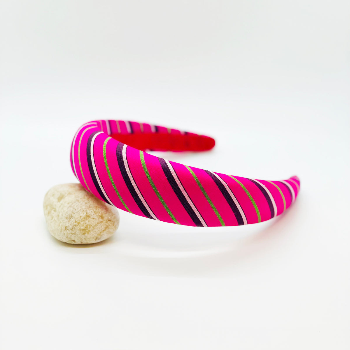 Bien Abye navy striped silk headband Bien Abye - African Print Headband – Ibu Movement main image 4