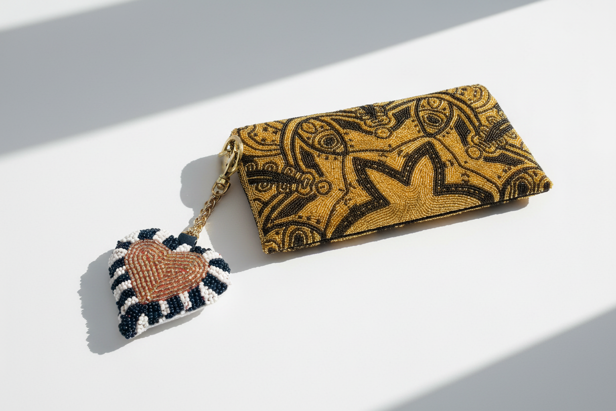 Bag charm on Golden Magic Clutch