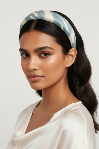 Close-up model with Indigo Yarn headband - neutral