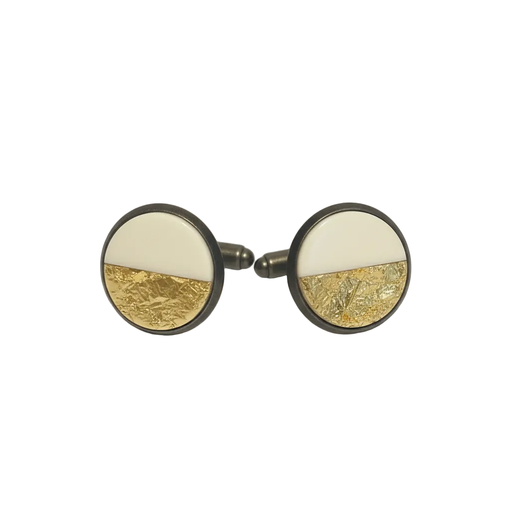 Demi-Lune Bone Cufflink – Hero White Background