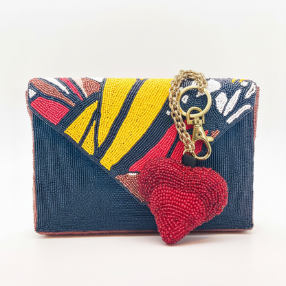 Gradation Heart Charm on Papillon Clutch - White Background