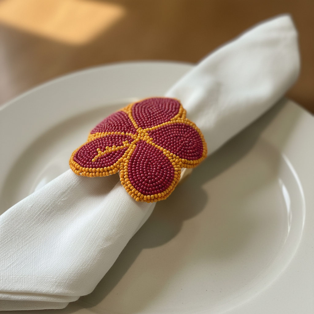 Hibiscus Napkin Ring Detail on Plate