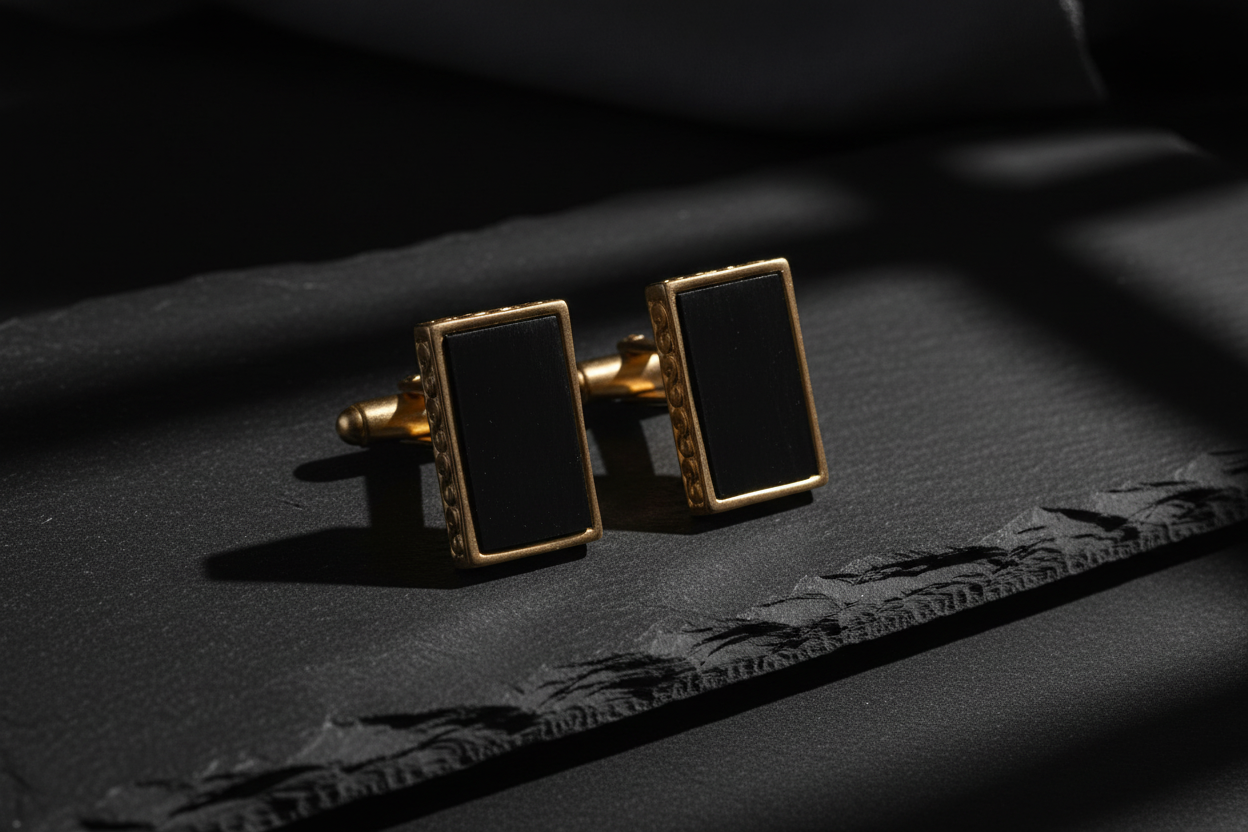 Onyx Horn Cufflink – Black Slate